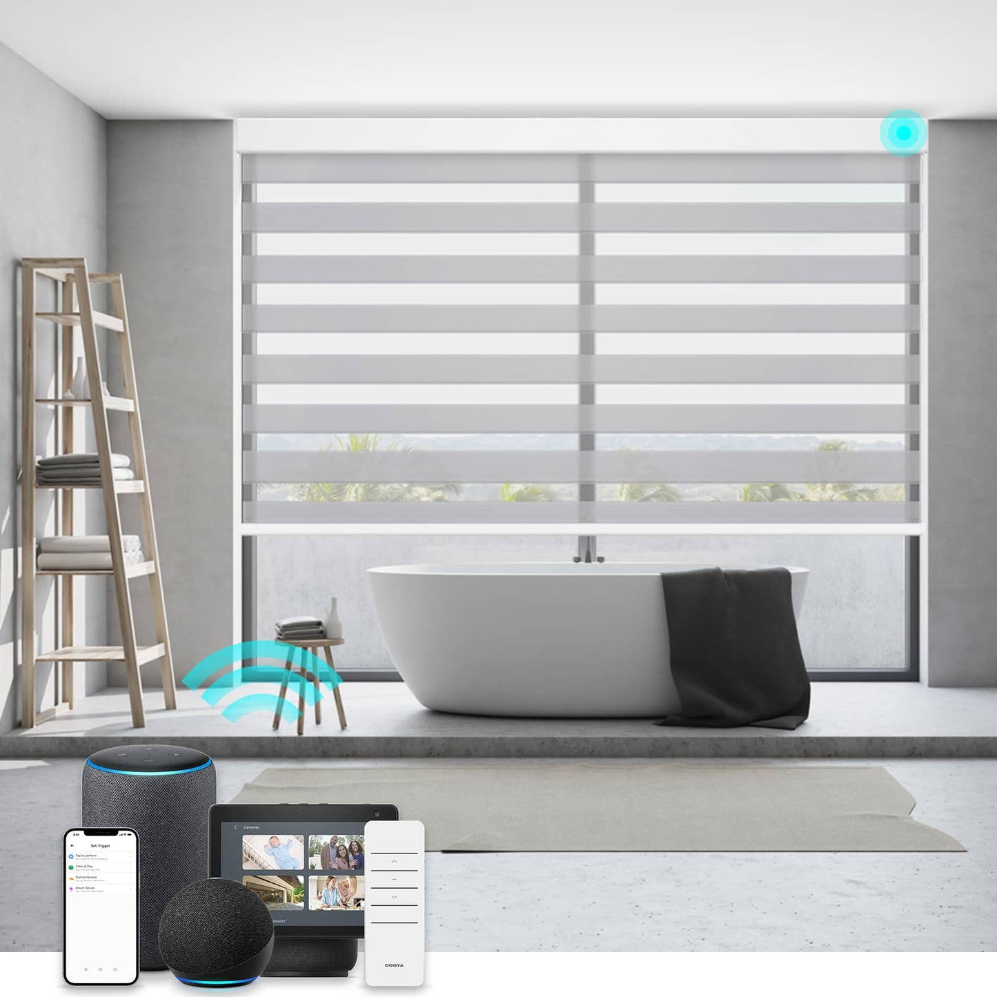 Smart Light Filtering Zebra Roller Blinds & Alexa IKEA SmartThings Motorized