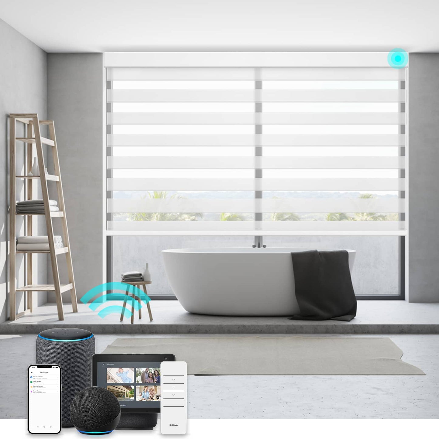 Smart Light Filtering Zebra Roller Blinds & Alexa IKEA SmartThings Motorized