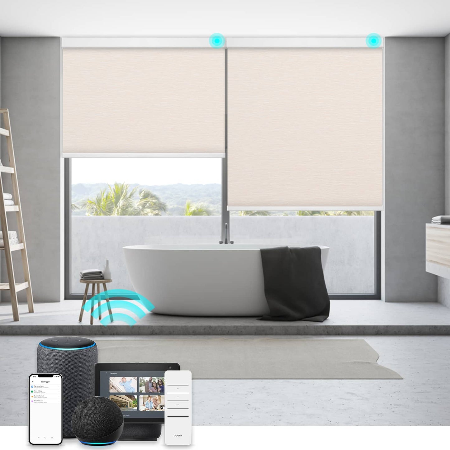 Smart Blackout Roller Blinds & Alexa IKEA SmartThings Motorized