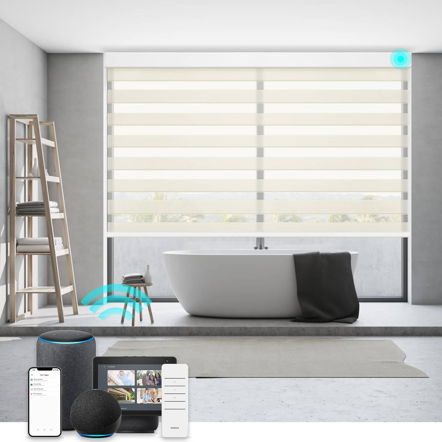 Smart Light Filtering Zebra Roller Blinds & Alexa IKEA SmartThings Motorized