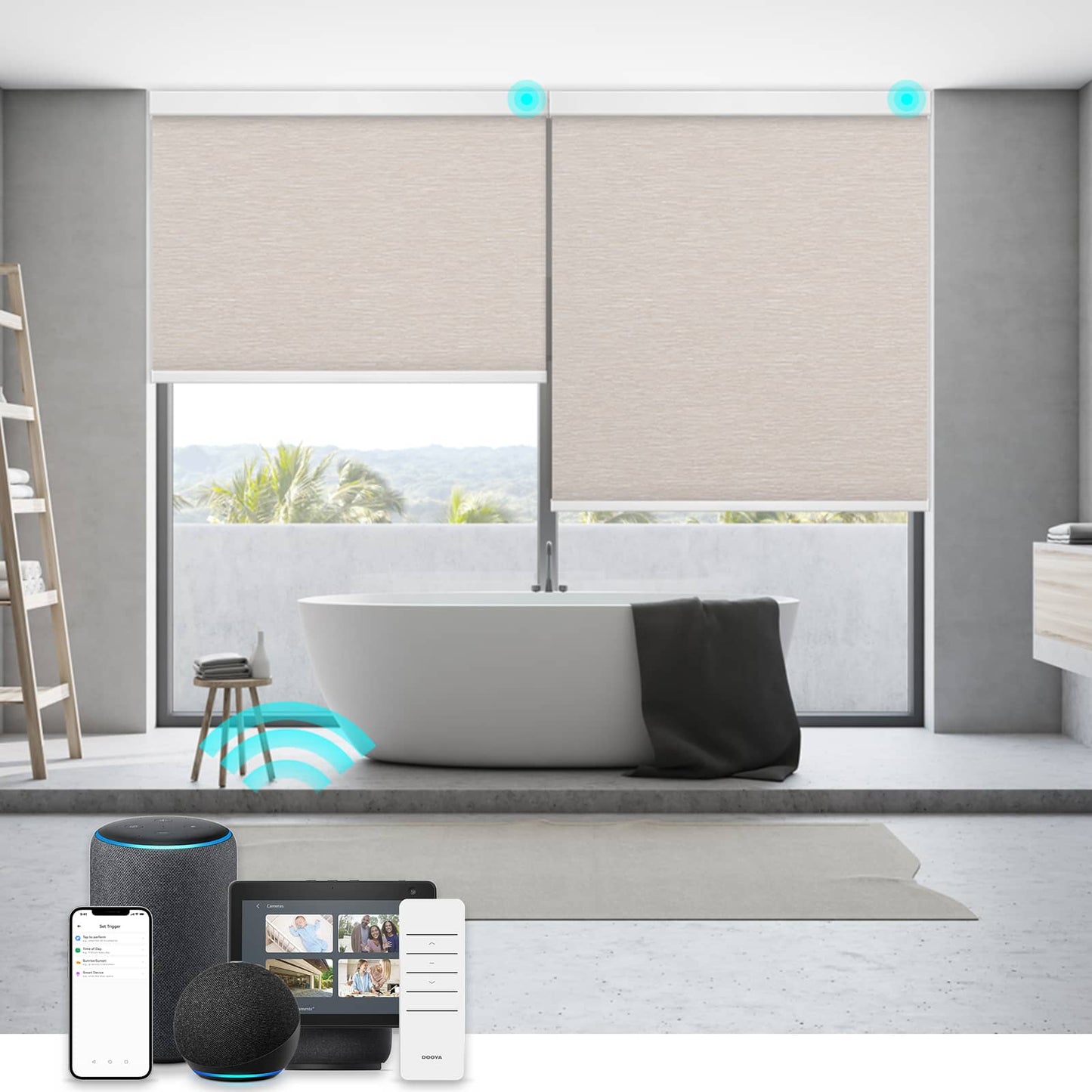 Smart Blackout Roller Blinds & Alexa IKEA SmartThings Motorized