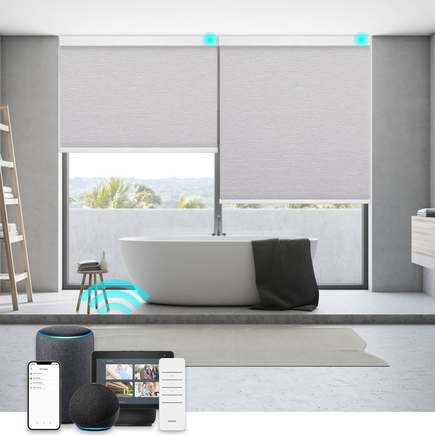 Smart Blackout Roller Blinds & Alexa IKEA SmartThings Motorized
