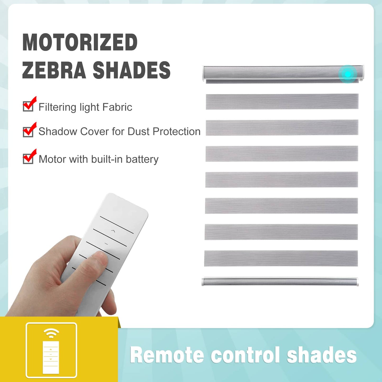 Motorized Light Filtering Zebra Roller Shades