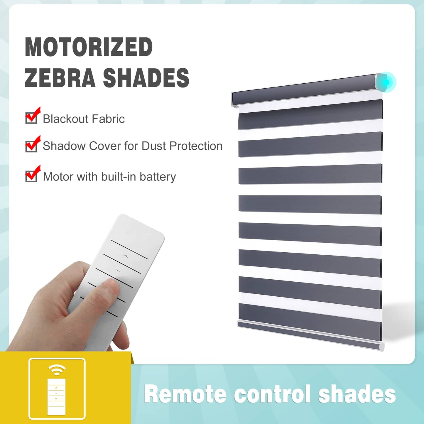 Motorized Blackout Zebra Roller Shades