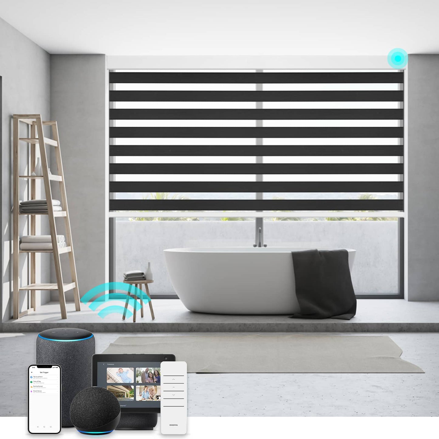 Smart Blackout Zebra Roller Blinds & Alexa IKEA SmartThings Motorized