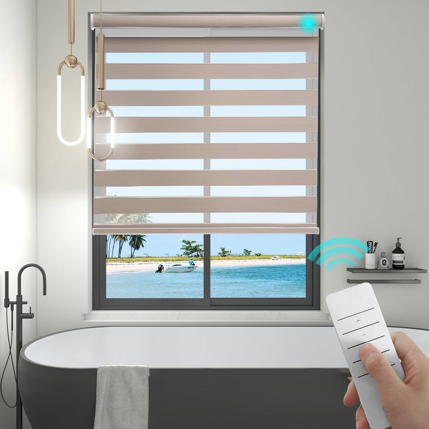 Motorized Blackout Zebra Roller Shades