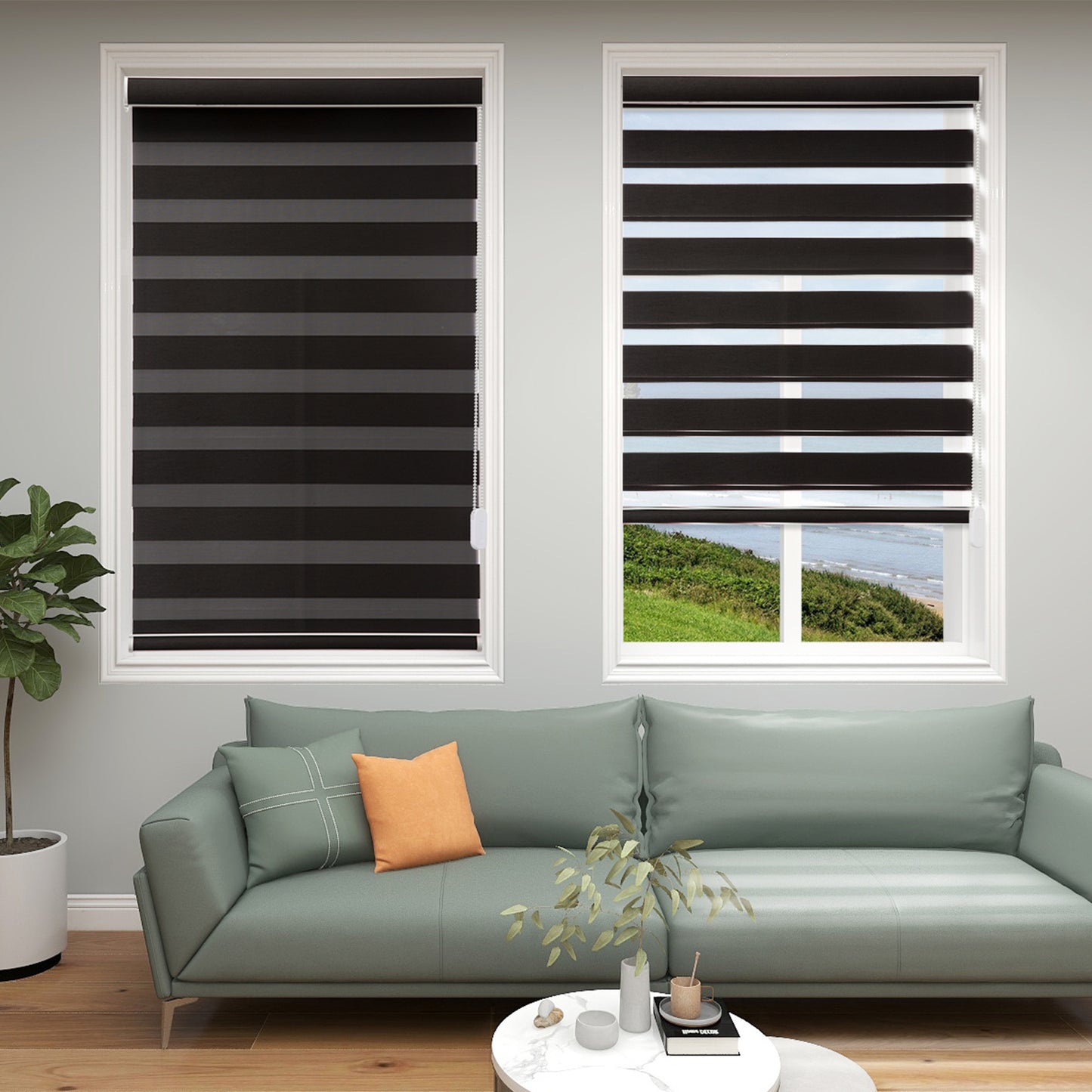 Custom Corded Blackout Zebra Roller Shades