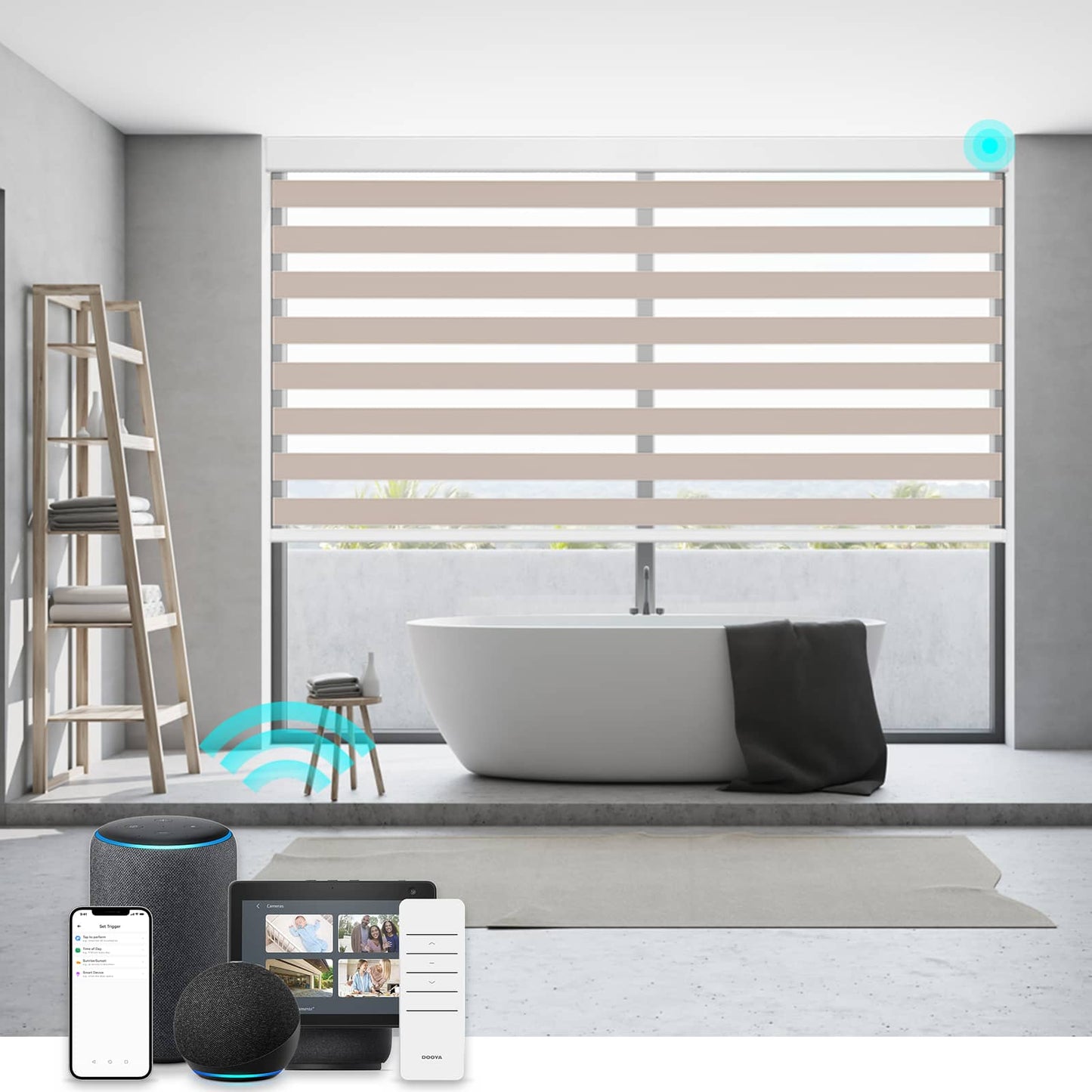 Smart Blackout Zebra Roller Blinds & Alexa IKEA SmartThings Motorized