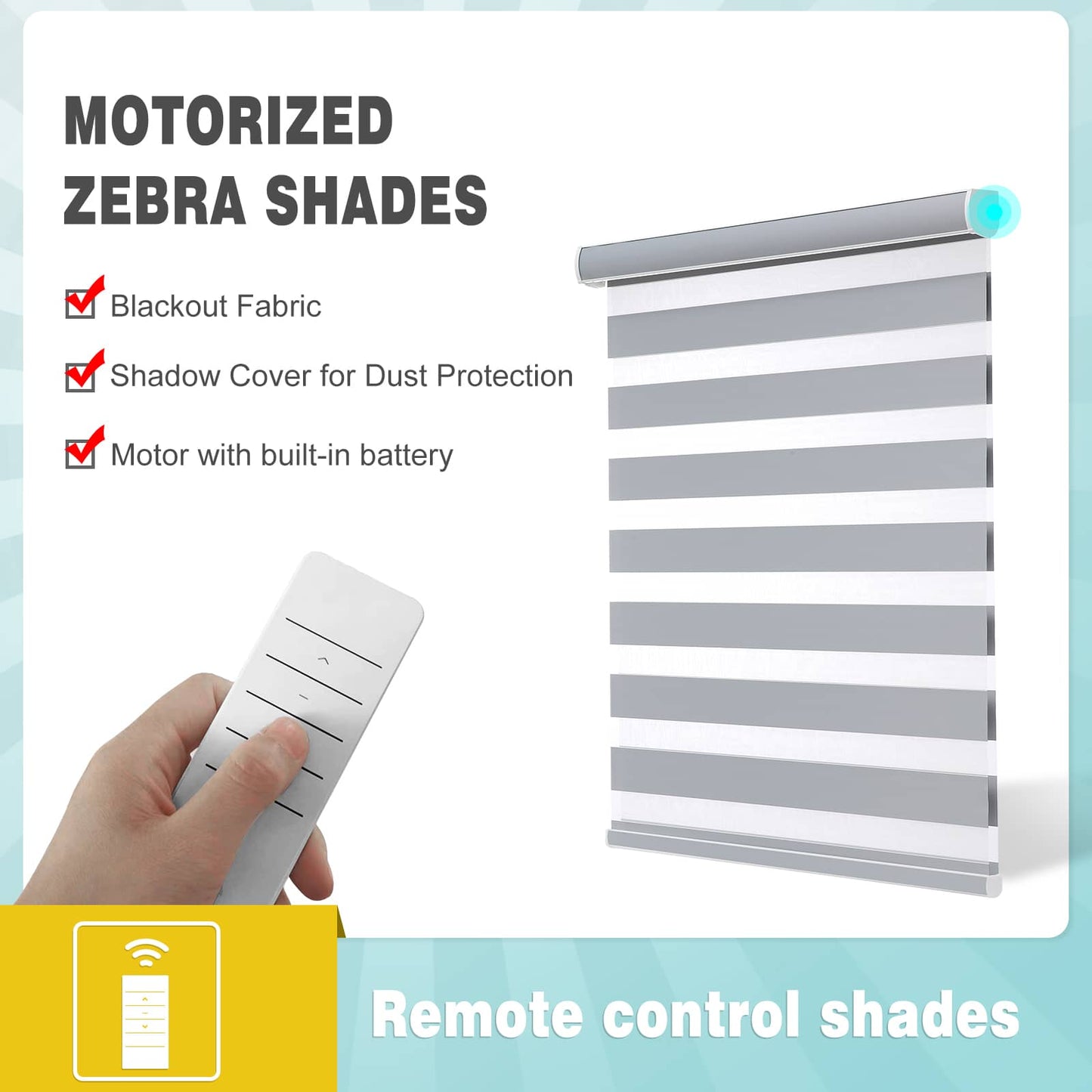 Motorized Blackout Zebra Roller Shades