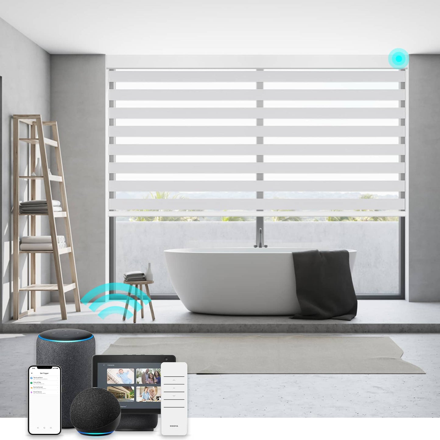 Smart Blackout Zebra Roller Blinds & Alexa IKEA SmartThings Motorized