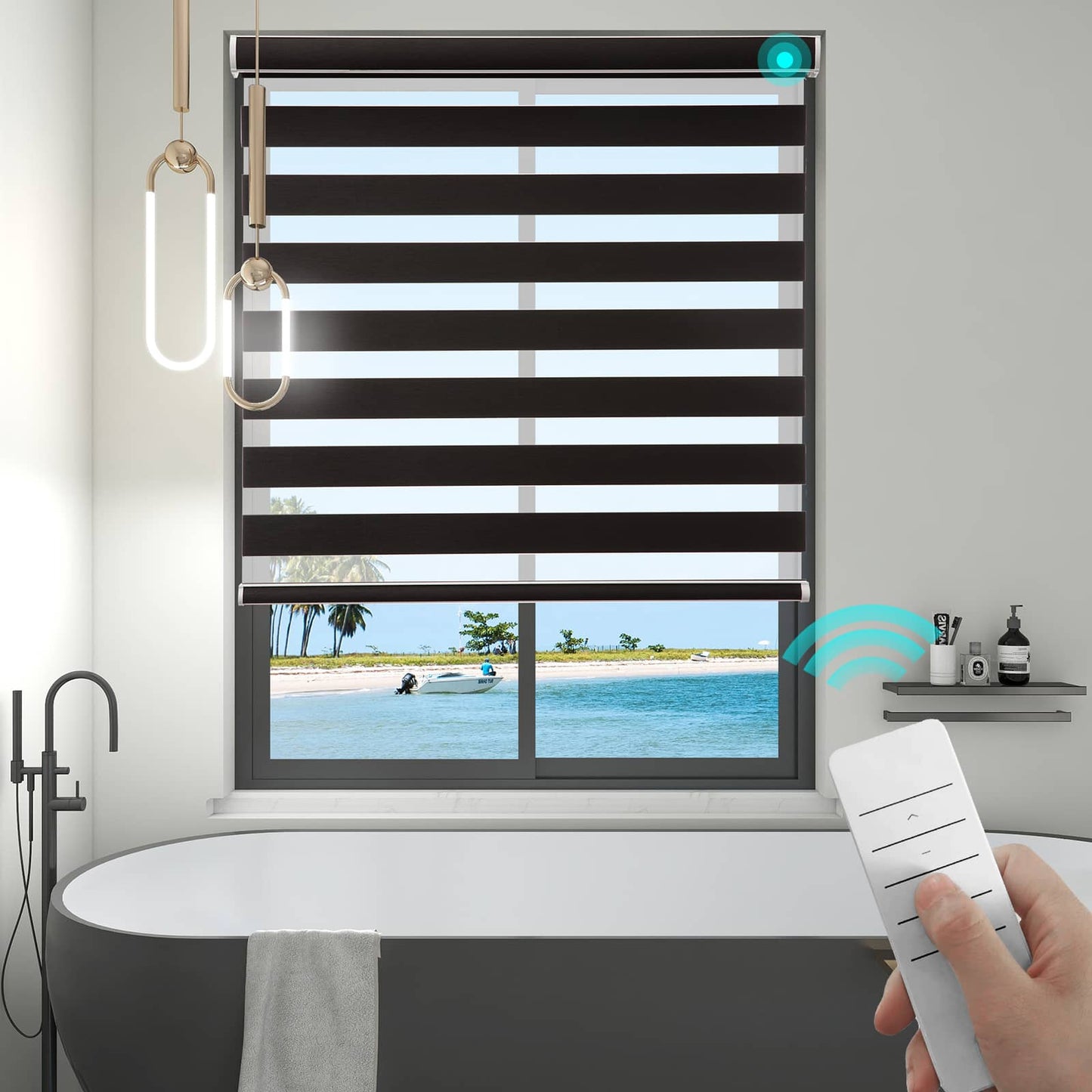 Motorized Blackout Zebra Roller Shades