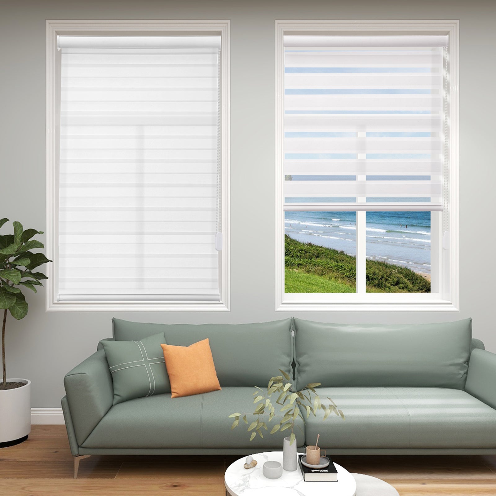 Custom Corded Light Filtering Zebra Roller Shades