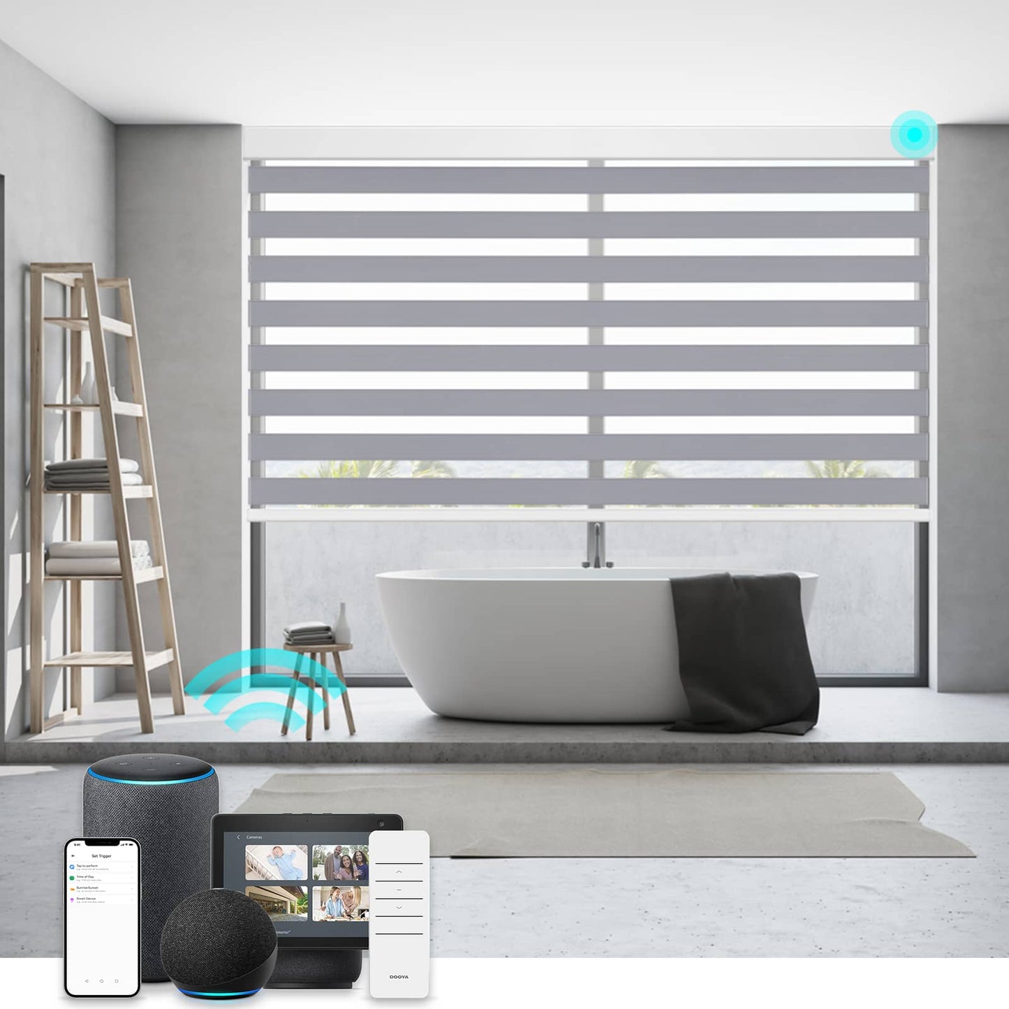 Smart Blackout Zebra Roller Blinds & Alexa IKEA SmartThings Motorized