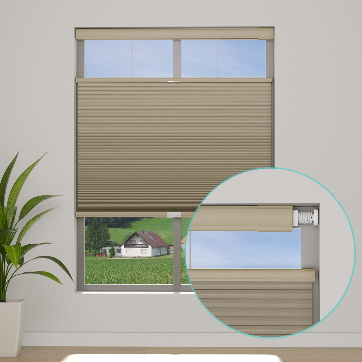 Custom Blackout No Drill Top Down Bottom Up Cellular Shades