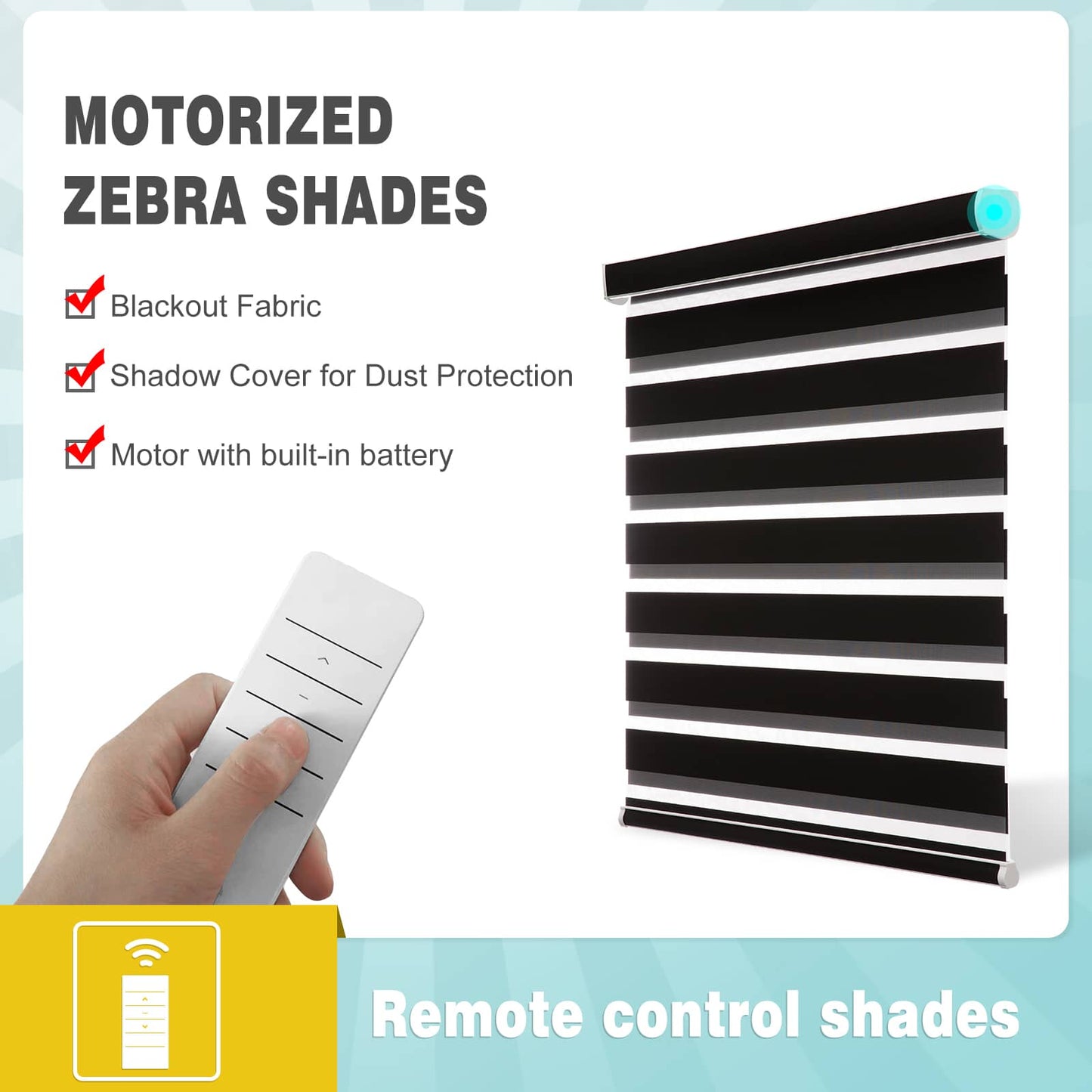 Motorized Blackout Zebra Roller Shades