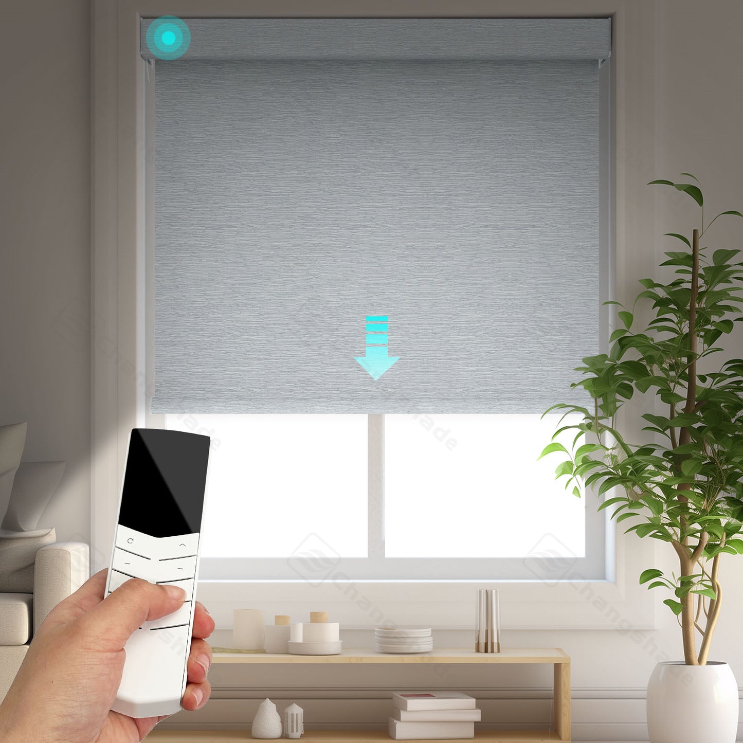 Changshade OMEGA1.0 Custom Smart Blinds with Manual Motorized Blinds with Remote Control, Automatic Window Blinds for Home