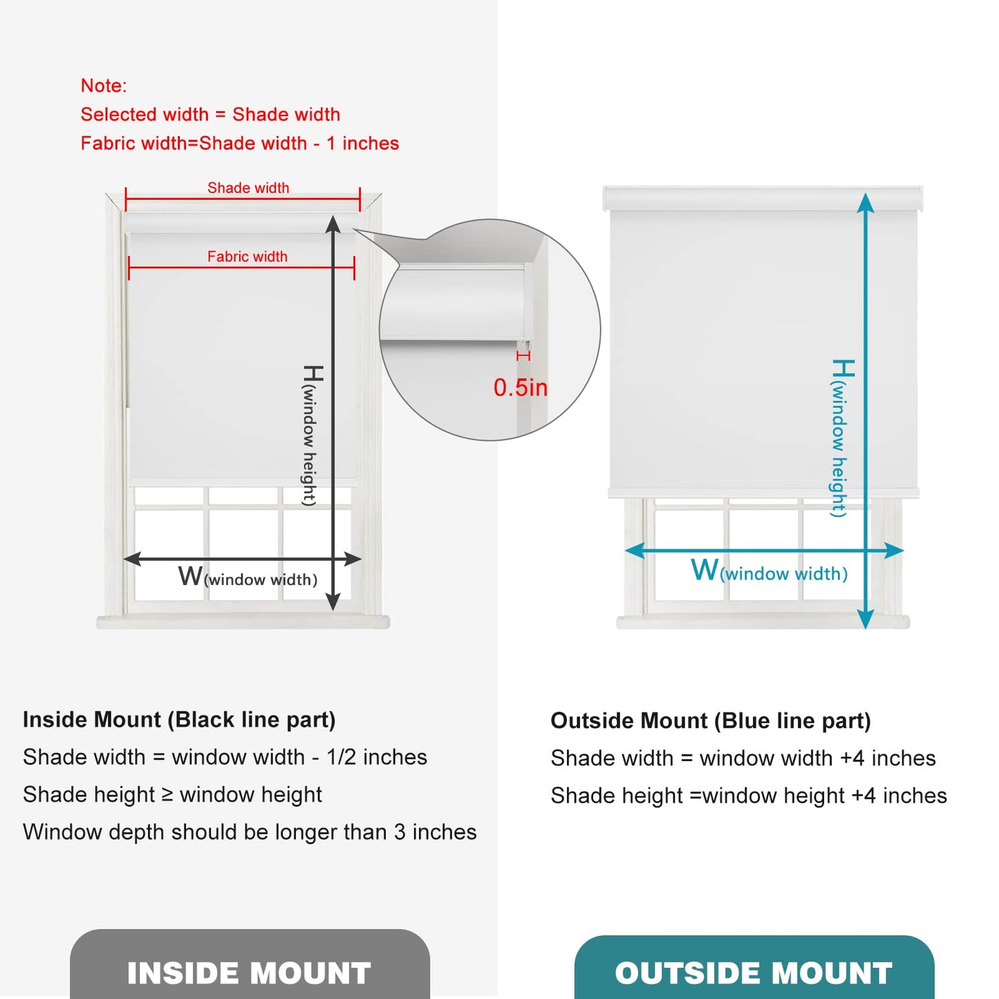 Changshade 100% Blackout Cordless Roller Shades