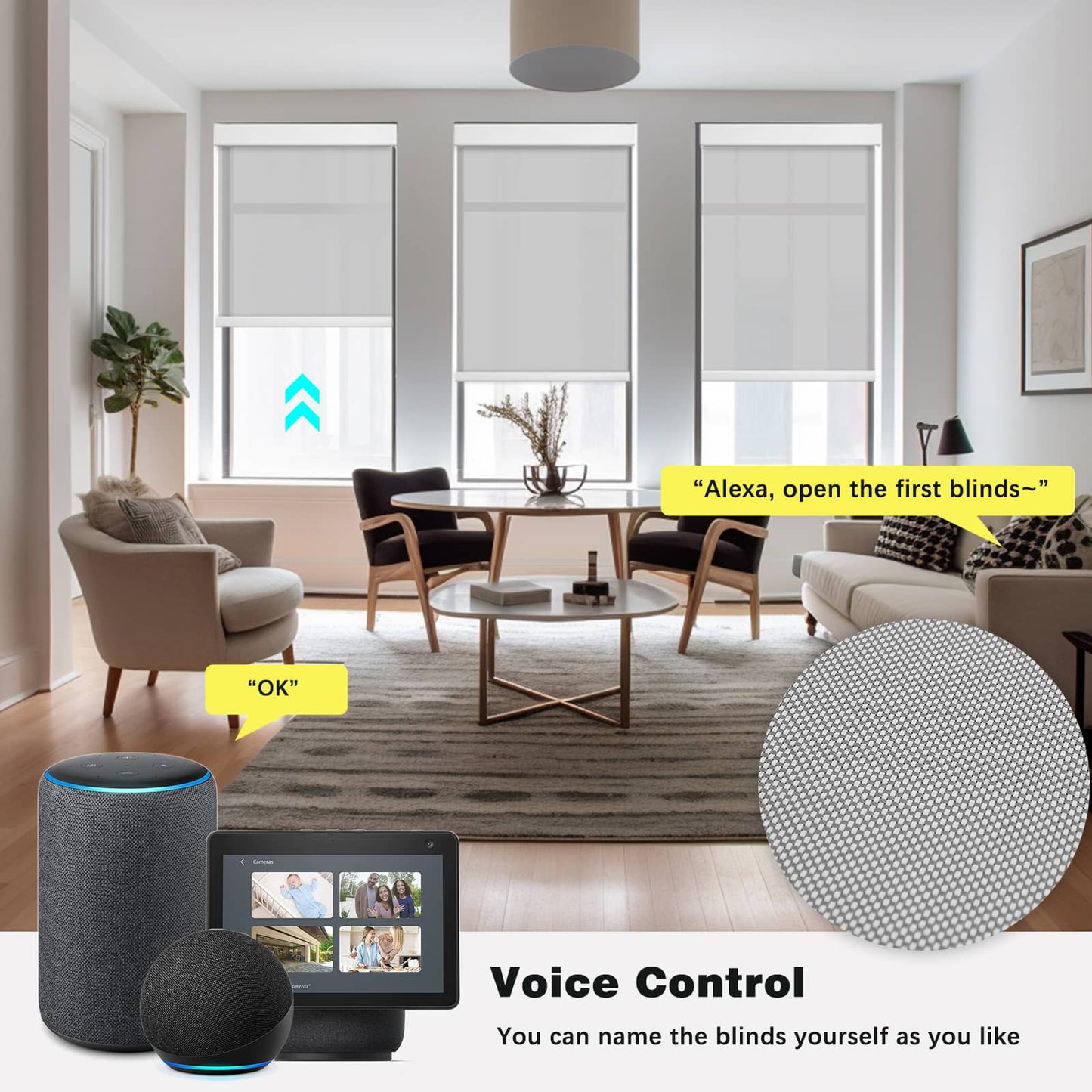 Smart Light Filtering Roller Blinds & Alexa IKEA SmartThings Motorized