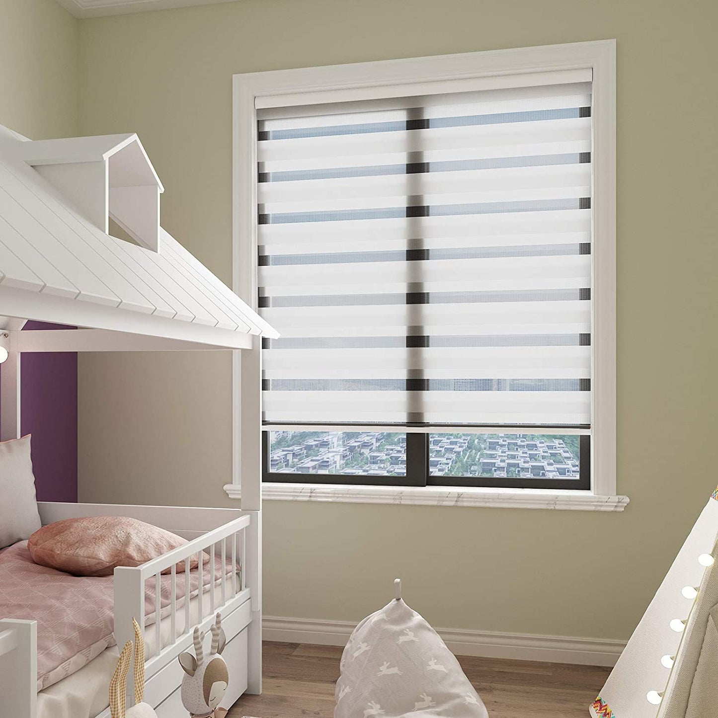 Custom Cordless Blackout Zebra Roller shades