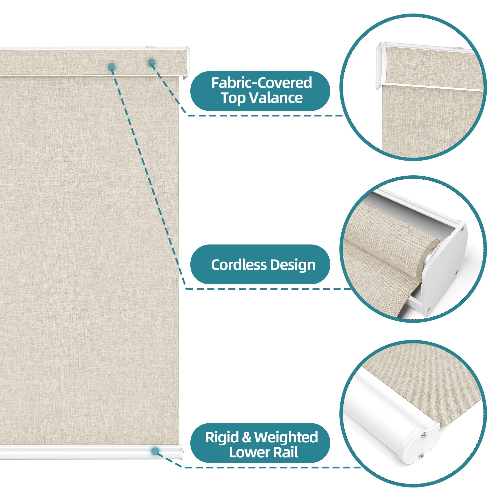 100% Blackout Custom Cordless Roller Shades