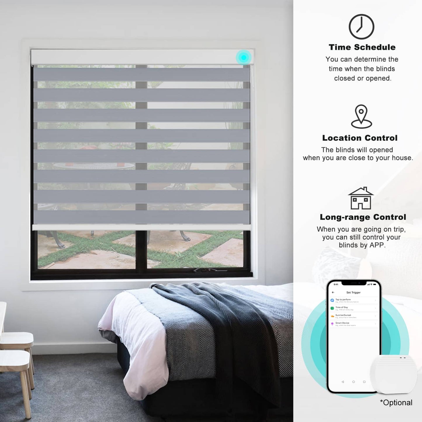 Smart Blackout Zebra Roller Blinds & Alexa IKEA SmartThings Motorized