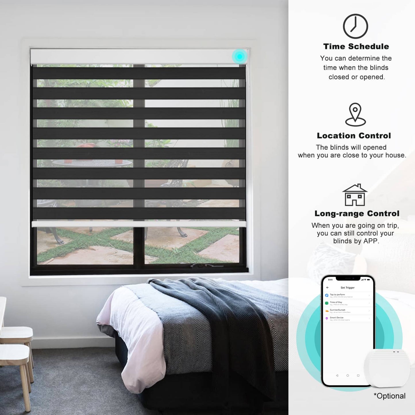 Smart Blackout Zebra Roller Blinds & Alexa IKEA SmartThings Motorized