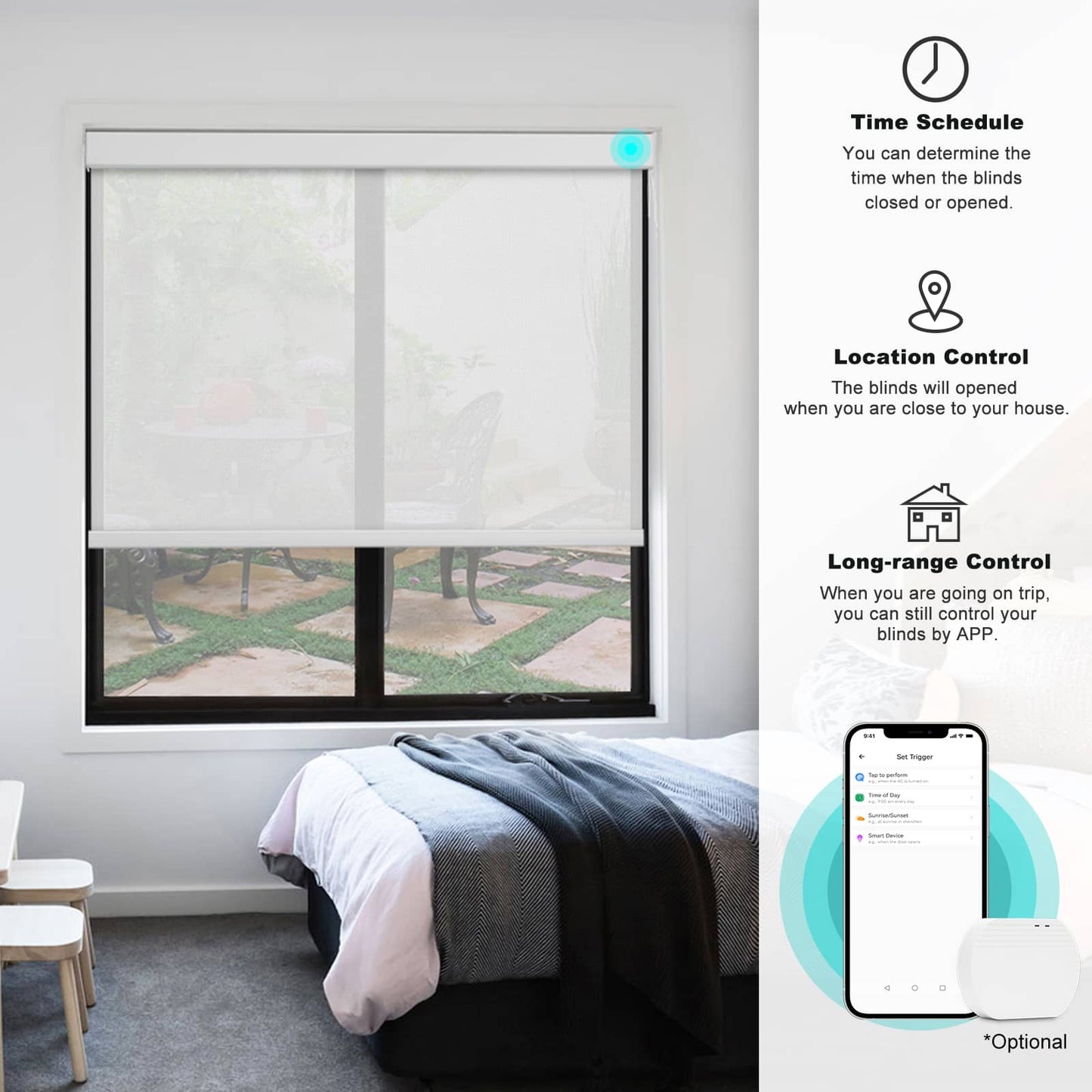 Smart Light Filtering Roller Blinds & Alexa Motorized