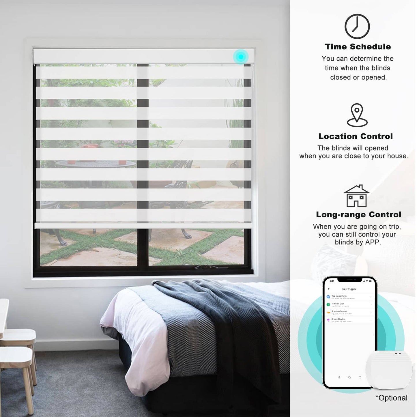 Smart Light Filtering Zebra Roller Blinds & Alexa IKEA SmartThings Motorized