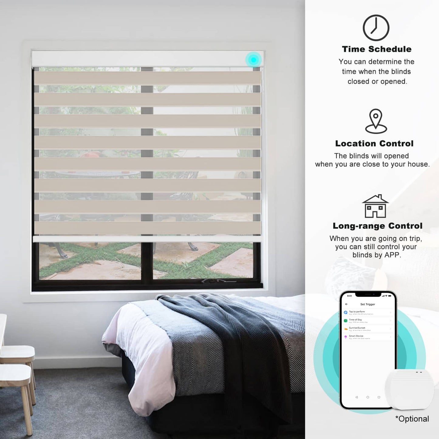 Smart Blackout Zebra Roller Blinds & Alexa IKEA SmartThings Motorized