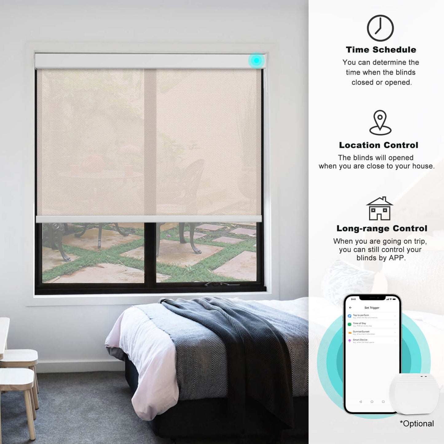 Smart Light Filtering Roller Blinds & Alexa Motorized