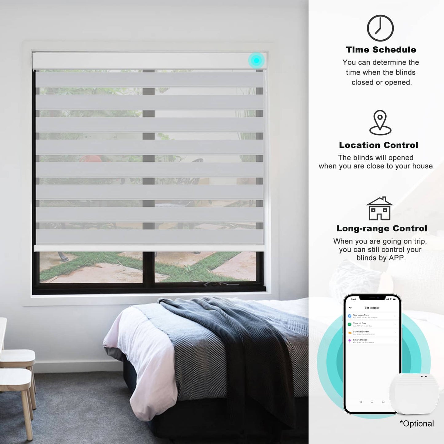Smart Blackout Zebra Roller Blinds & Alexa IKEA SmartThings Motorized