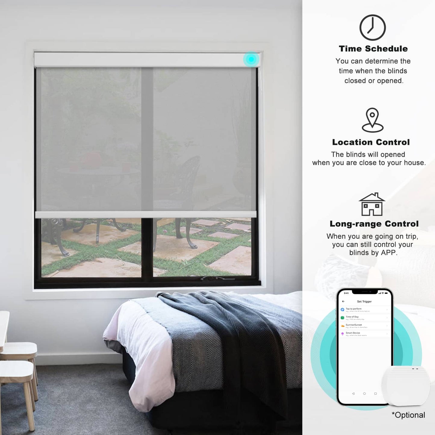 Smart Light Filtering Roller Blinds & Alexa Motorized