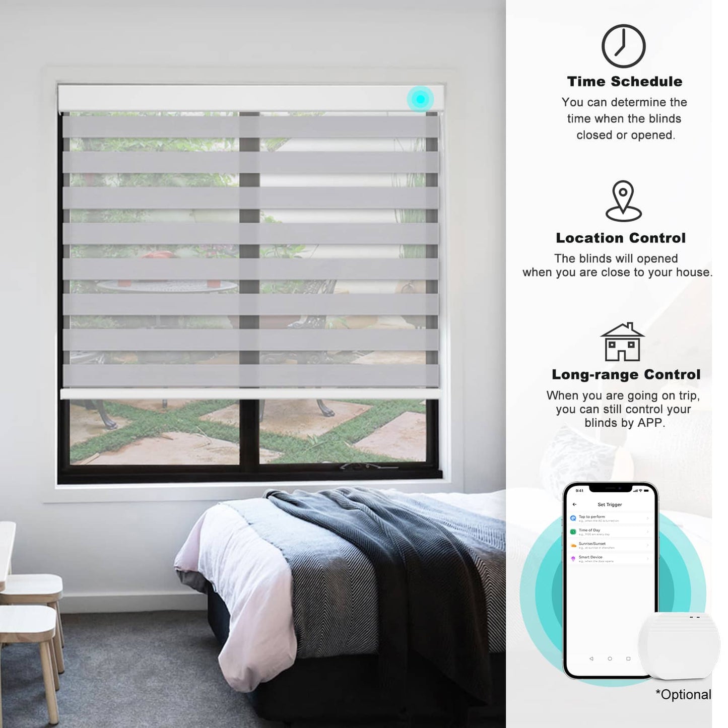 Smart Light Filtering Zebra Roller Blinds & Alexa IKEA SmartThings Motorized