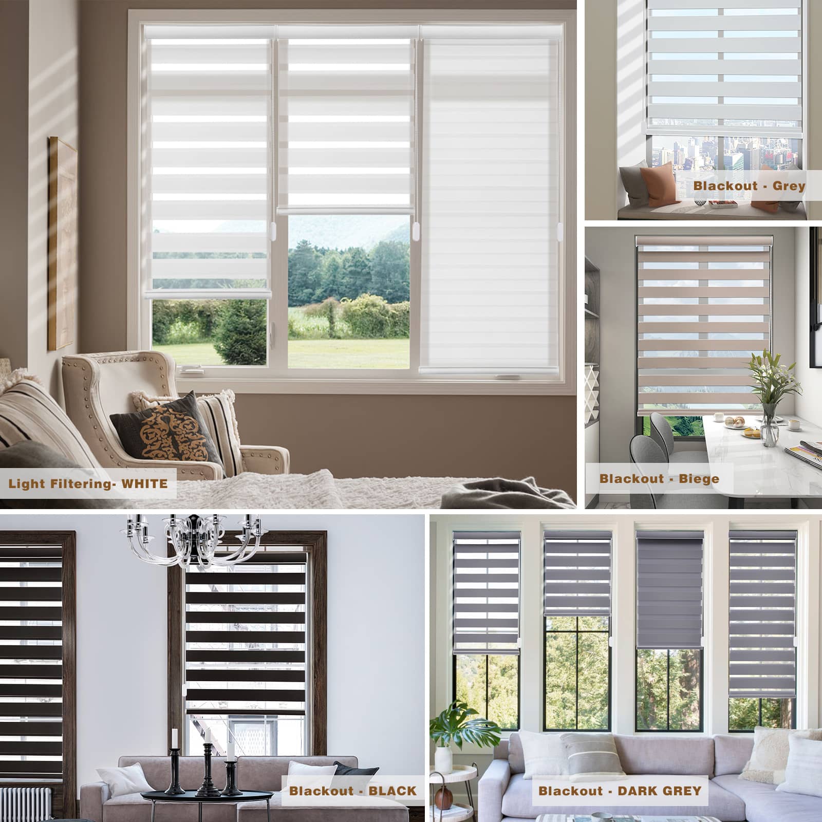 Custom Corded Blackout Zebra Roller Shades