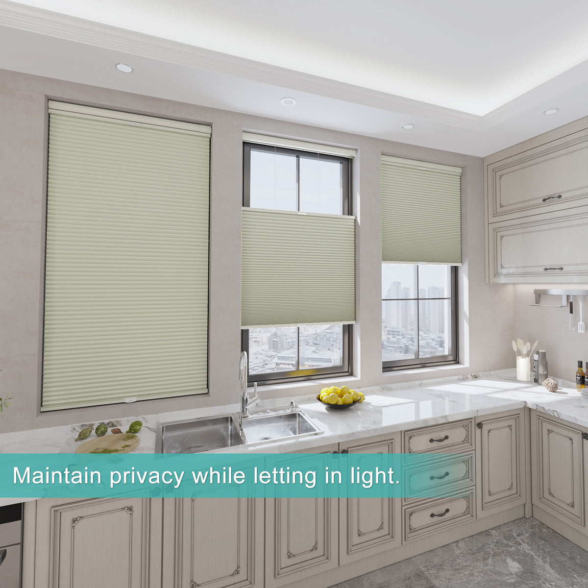 Custom Blackout No Drill Top Down Bottom Up Cellular Shades