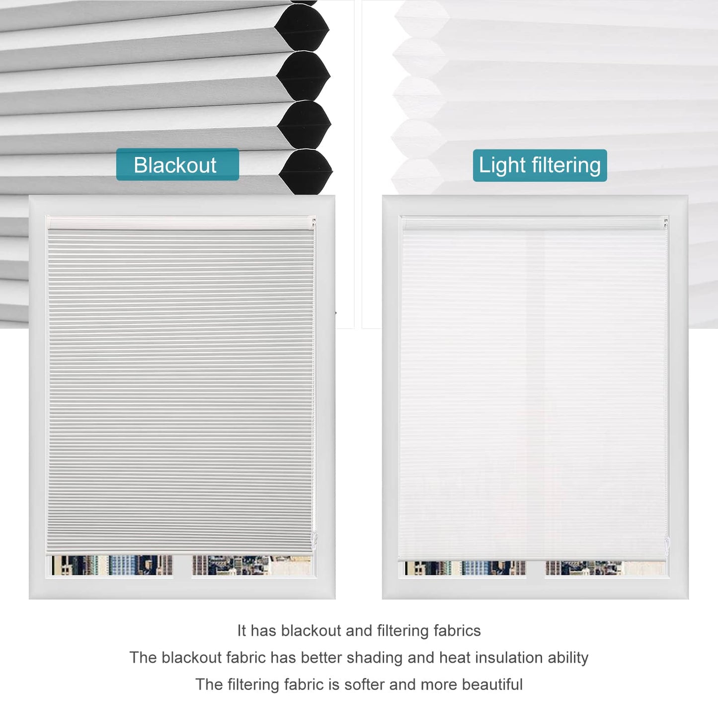Custom 1 Inch Corded Blackout Cellular Shades