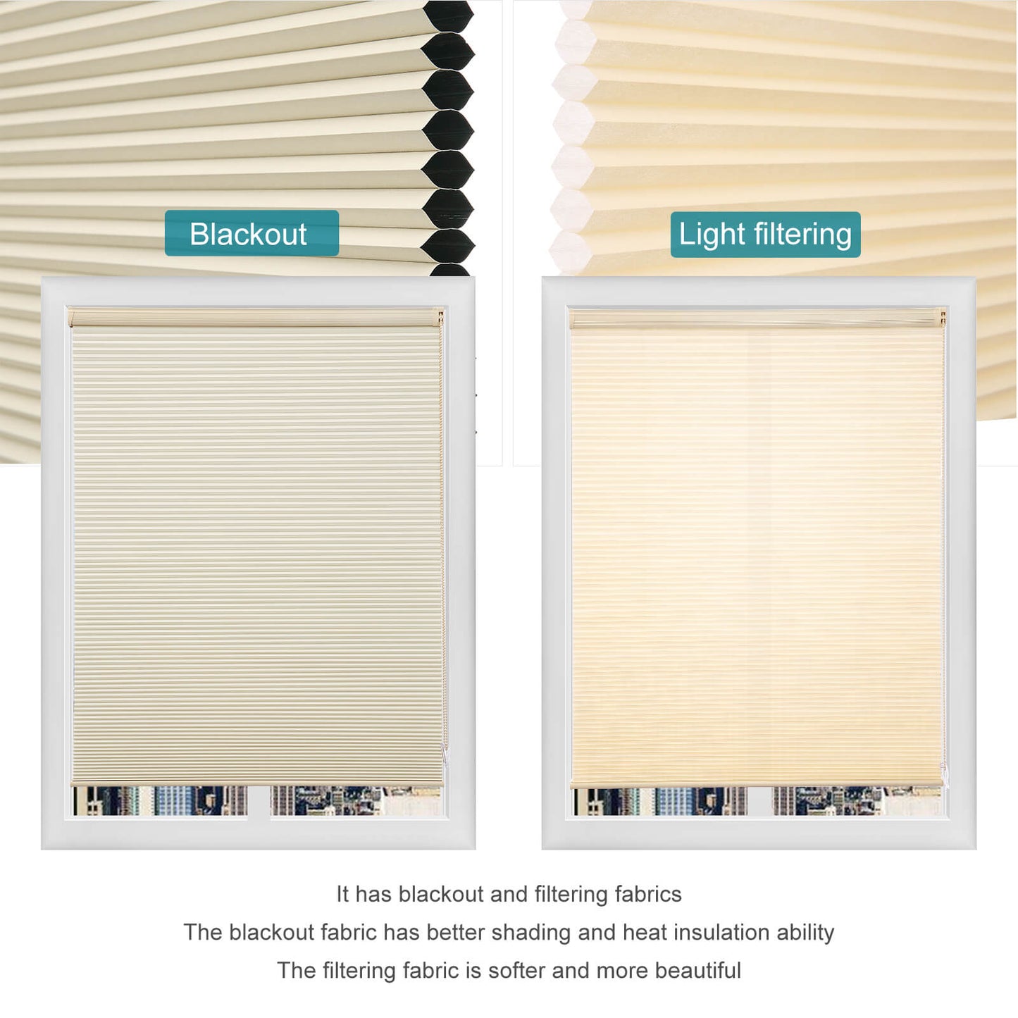 Custom 1 Inch Corded Blackout Cellular Shades