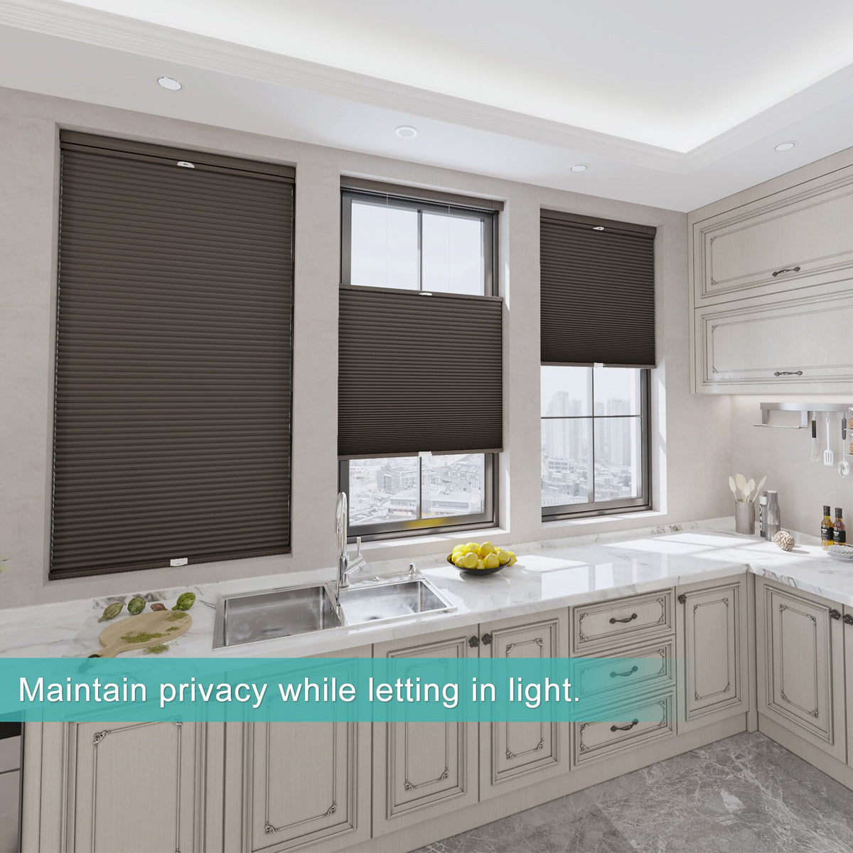 Custom Blackout No Drill Top Down Bottom Up Cellular Shades