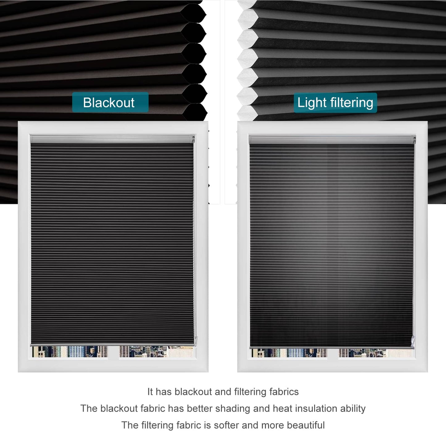 Custom 1 Inch Corded Light Filtering Cellular Shades