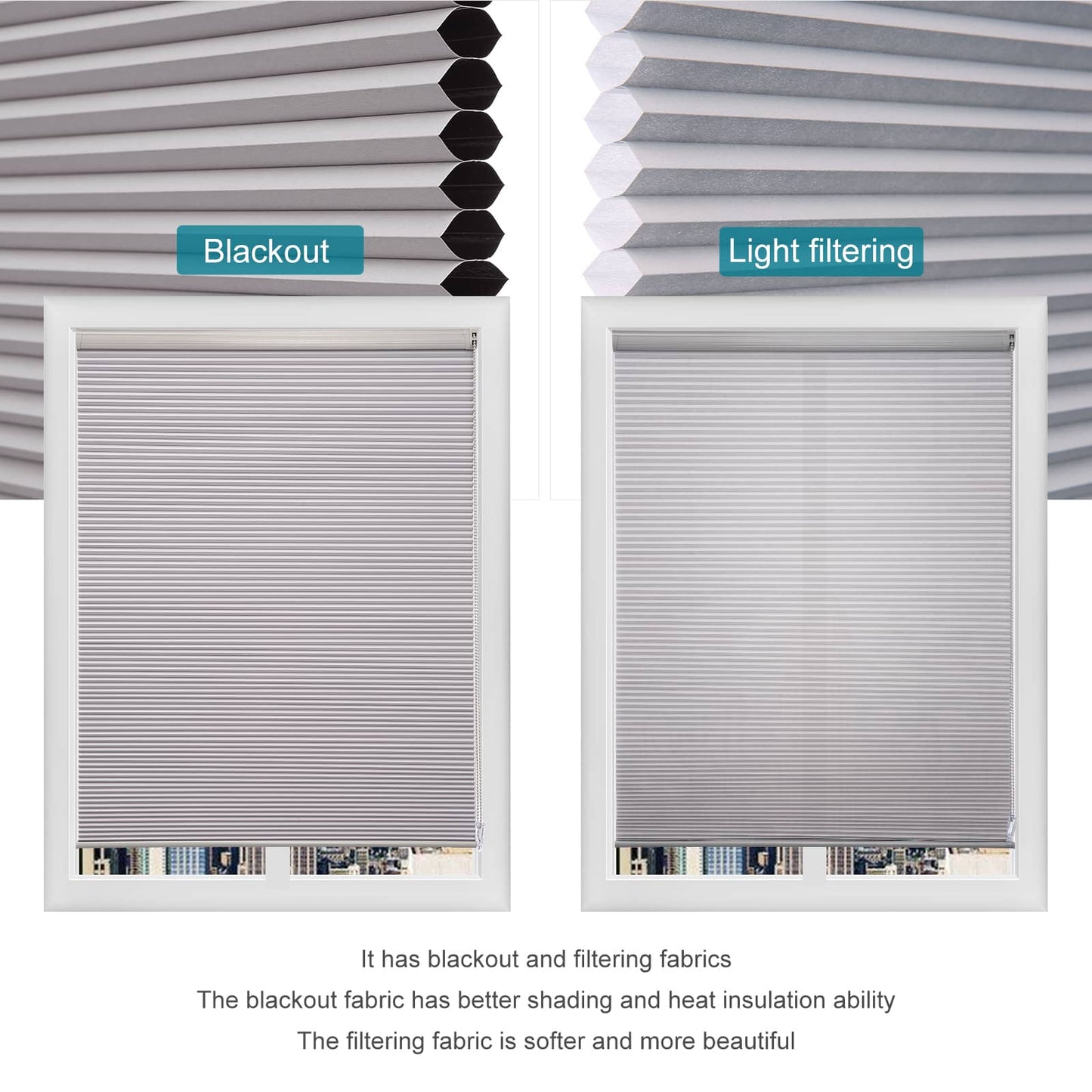 Custom 1 Inch Corded Blackout Cellular Shades