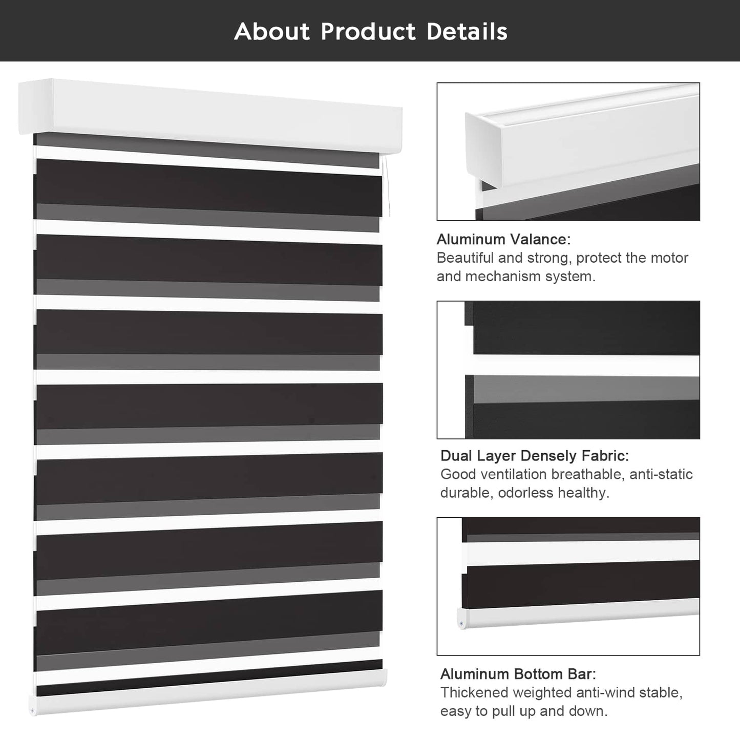 Smart Blackout Zebra Roller Blinds & Alexa IKEA SmartThings Motorized
