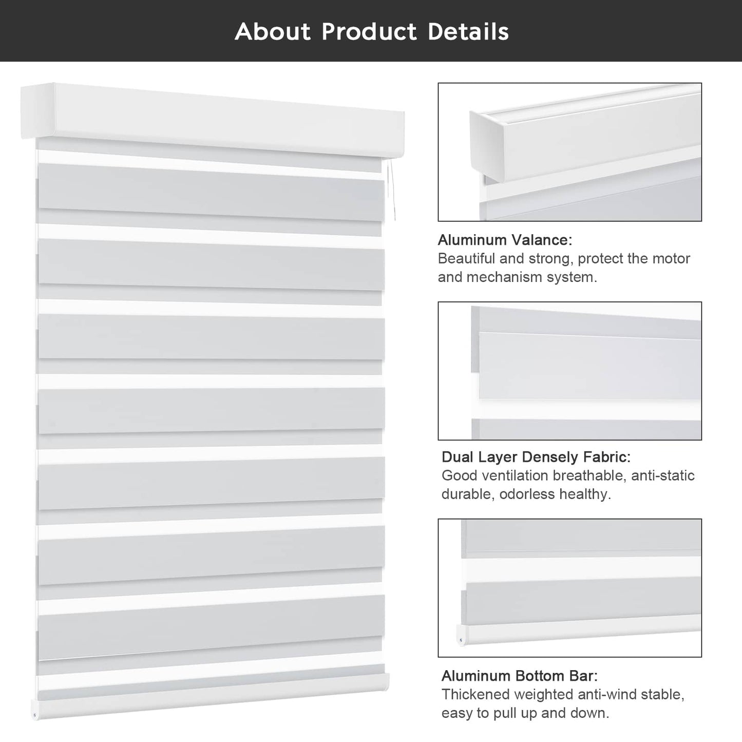 Smart Blackout Zebra Roller Blinds & Alexa IKEA SmartThings Motorized