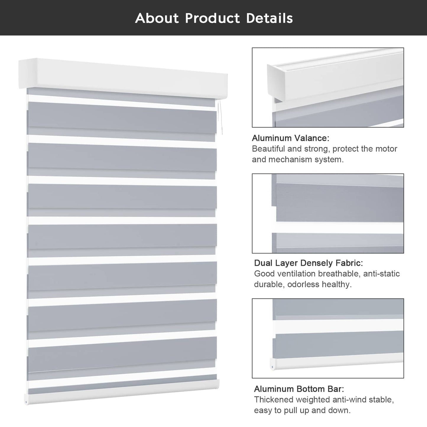 Smart Blackout Zebra Roller Blinds & Alexa IKEA SmartThings Motorized