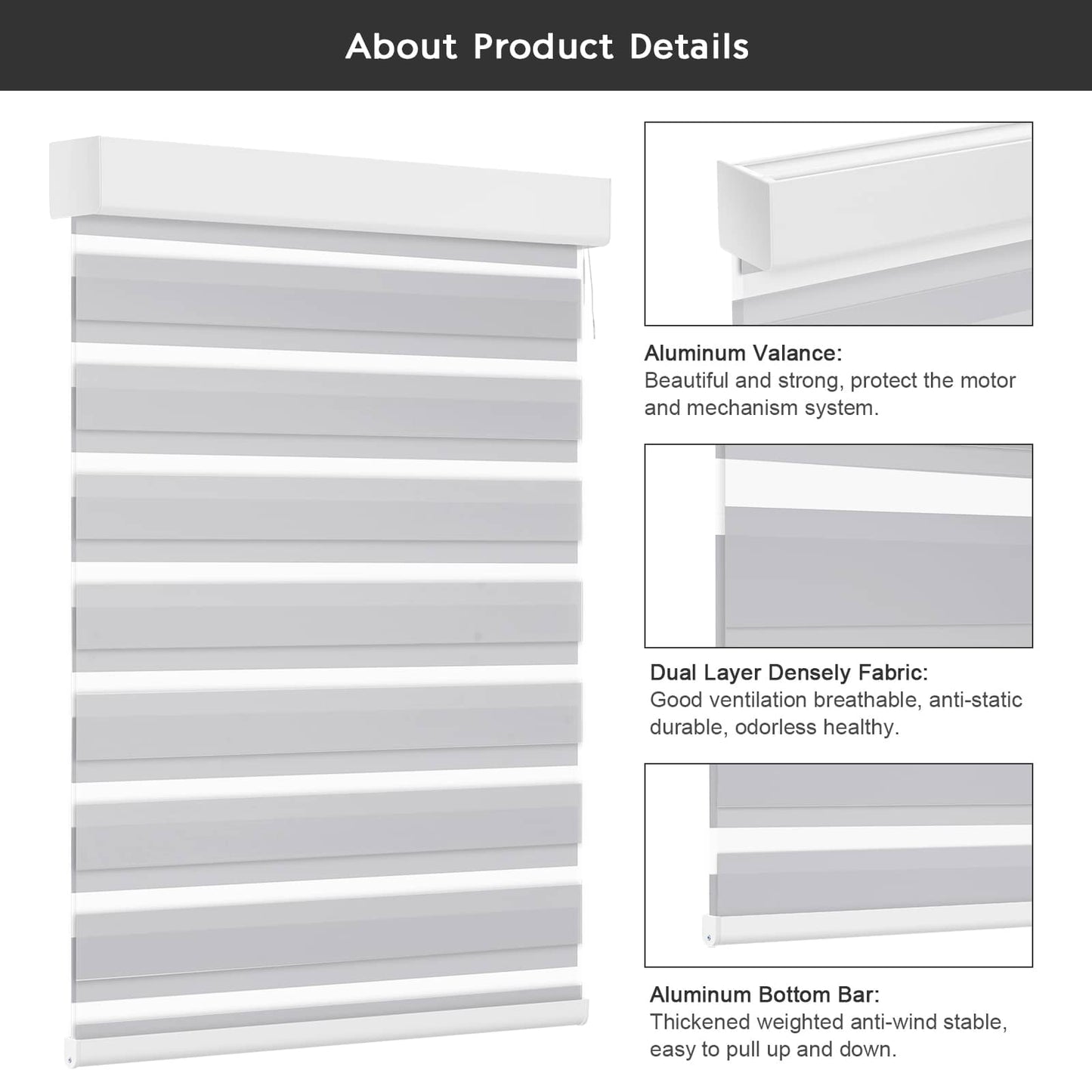 Smart Light Filtering Zebra Roller Blinds & Alexa IKEA SmartThings Motorized