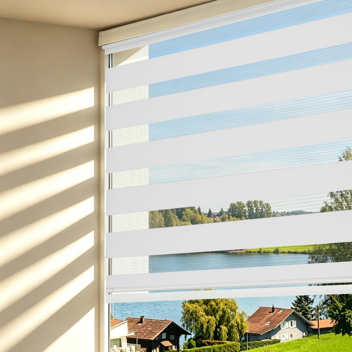 Changshade Cordless Zebra Blinds Light Filtering Dual Layer Zebra Shades
