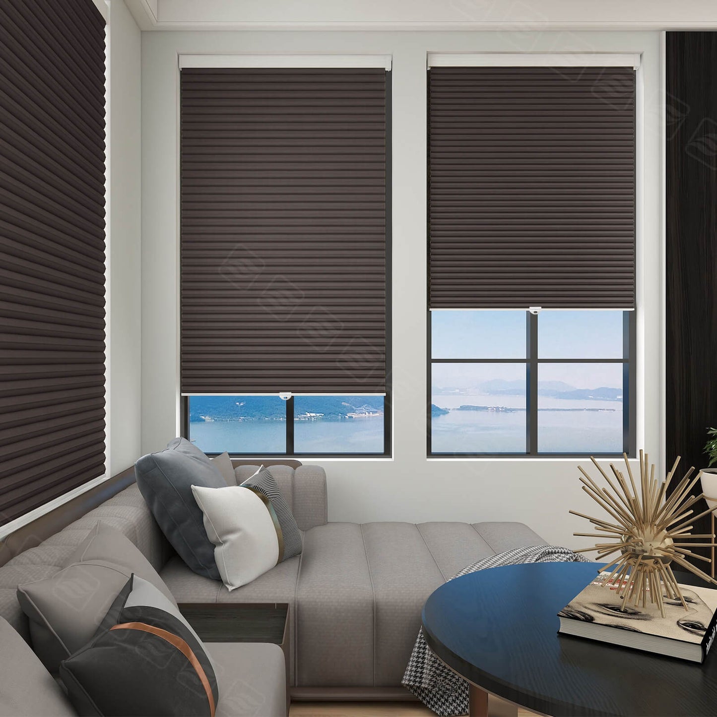 Custom No Drill 1 inch Blackout Cellular Shades Cordless