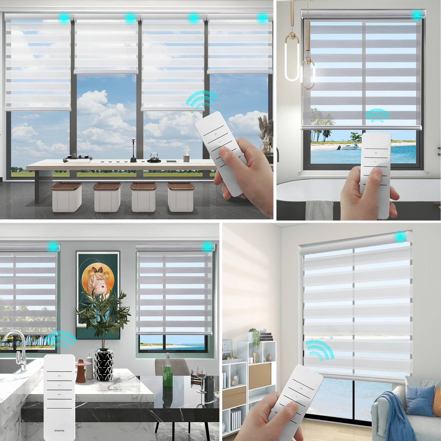 Motorized Light Filtering Zebra Roller Shades