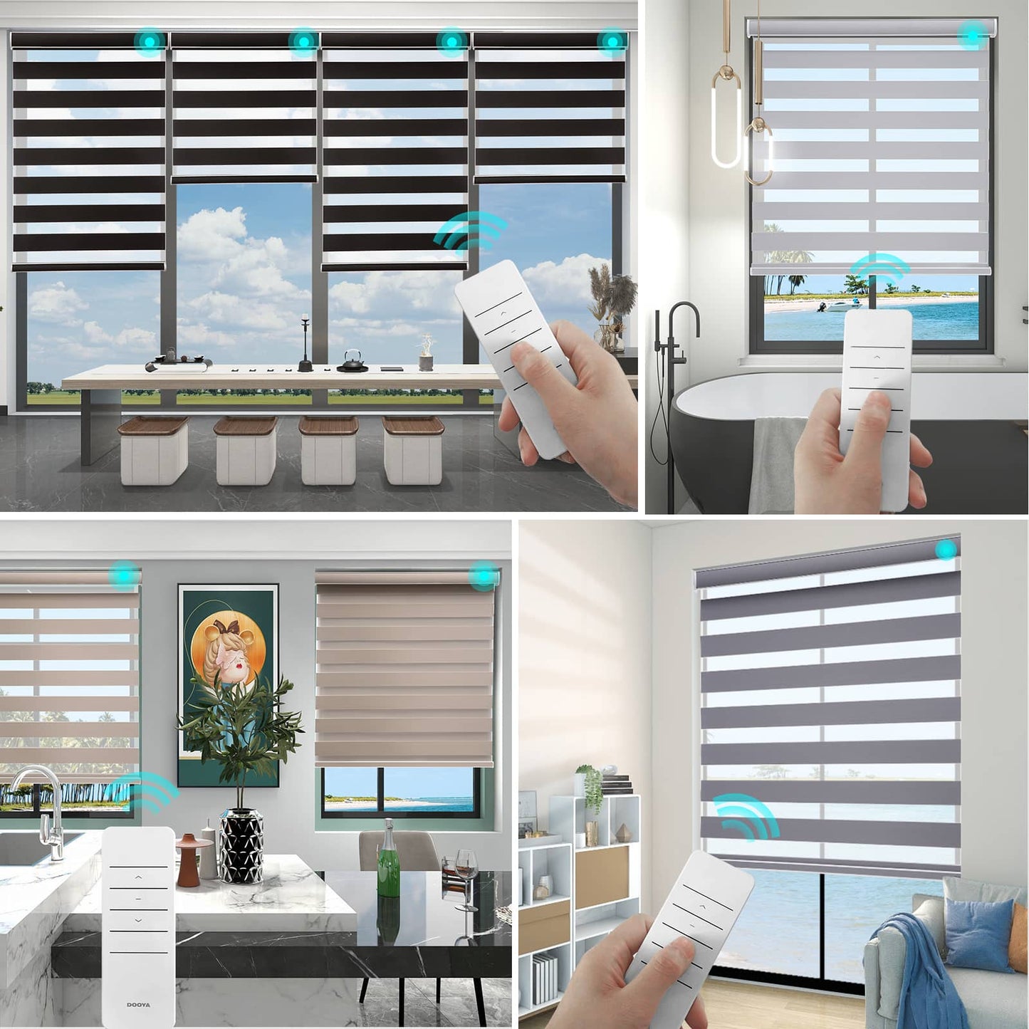 Motorized Blackout Zebra Roller Shades