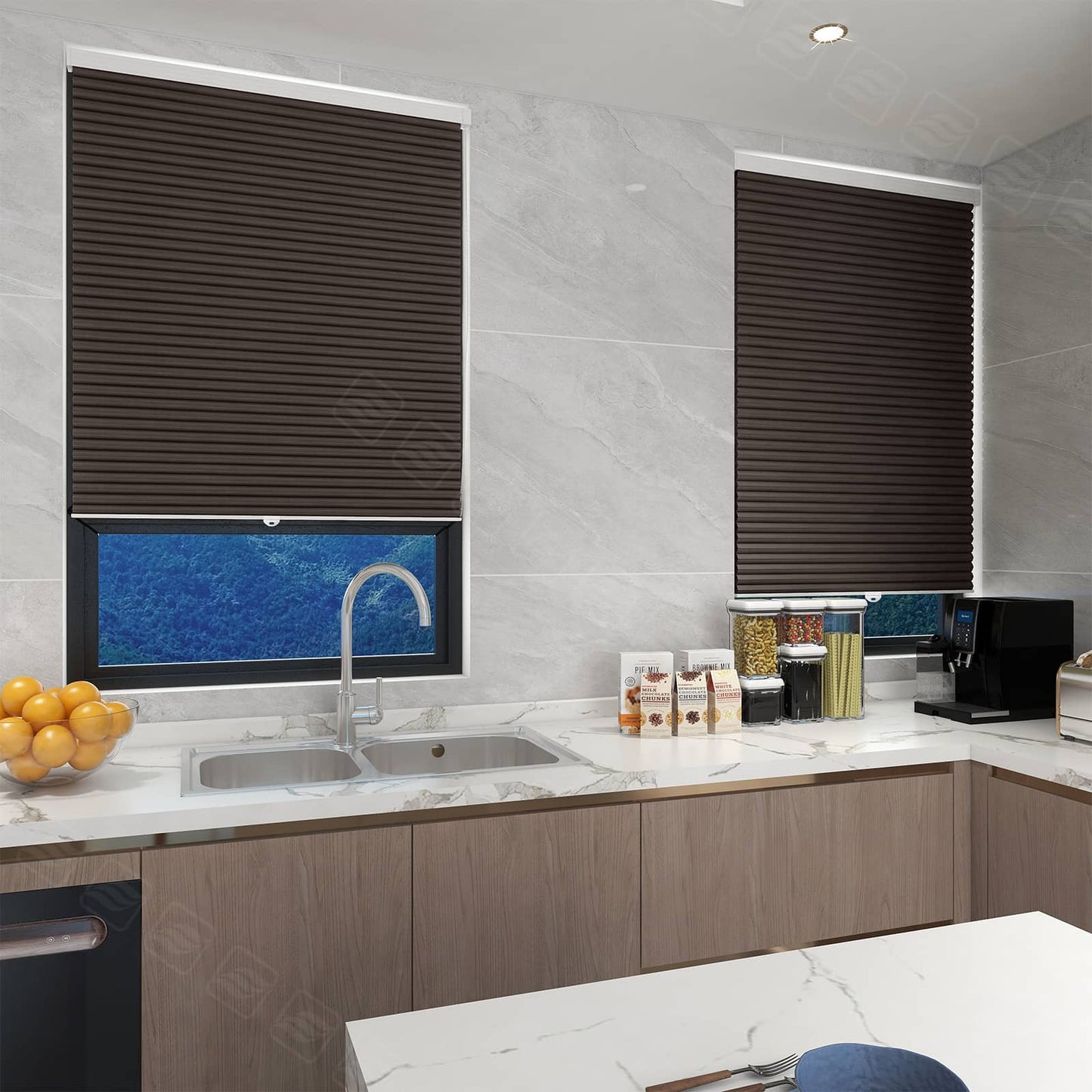 Custom No Drill 1 inch Blackout Cellular Shades Cordless