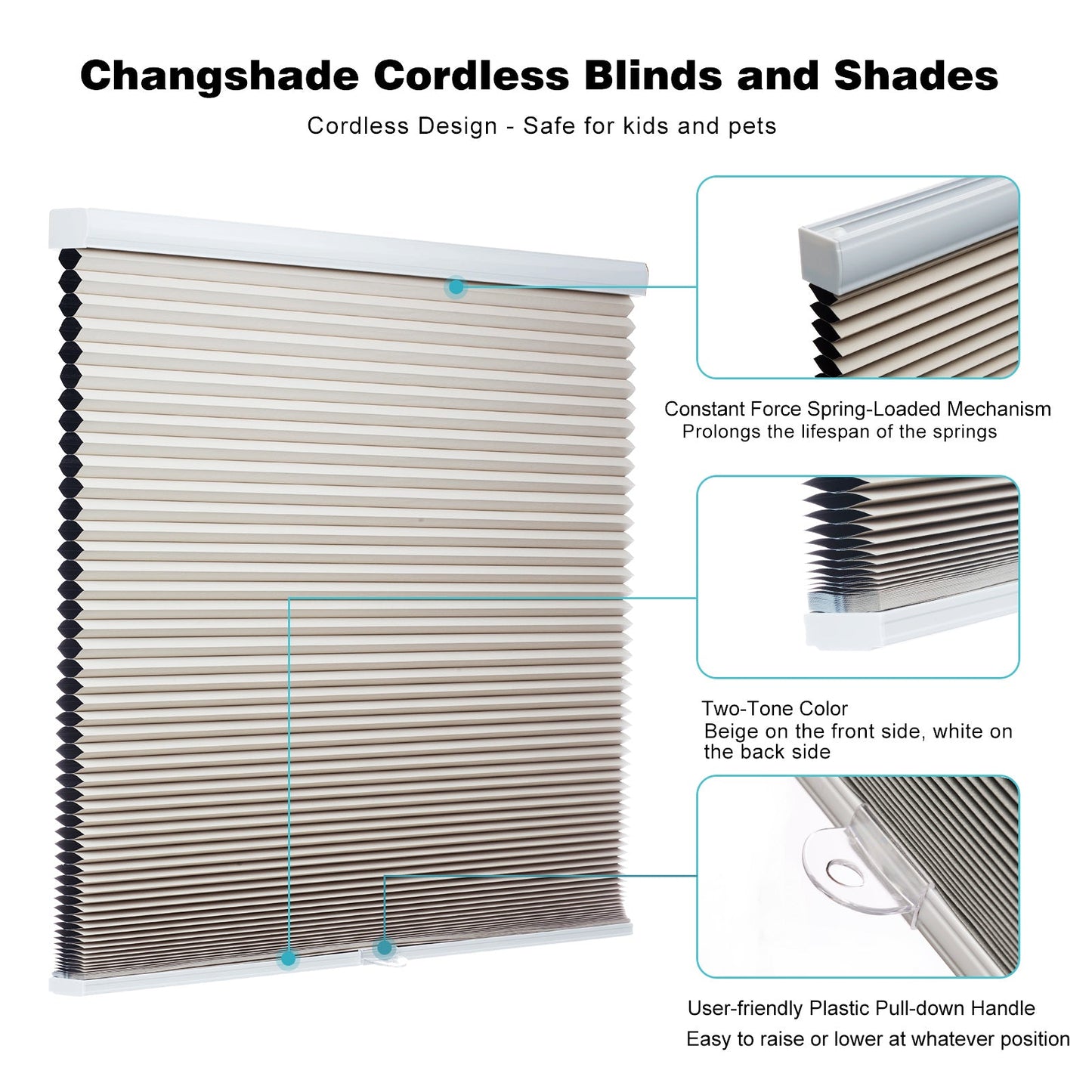 Custom No Drill 1 inch Blackout Cellular Shades Cordless